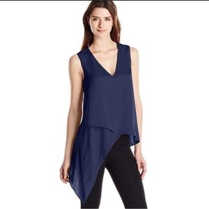 BCBG blue asymmetrical top xs